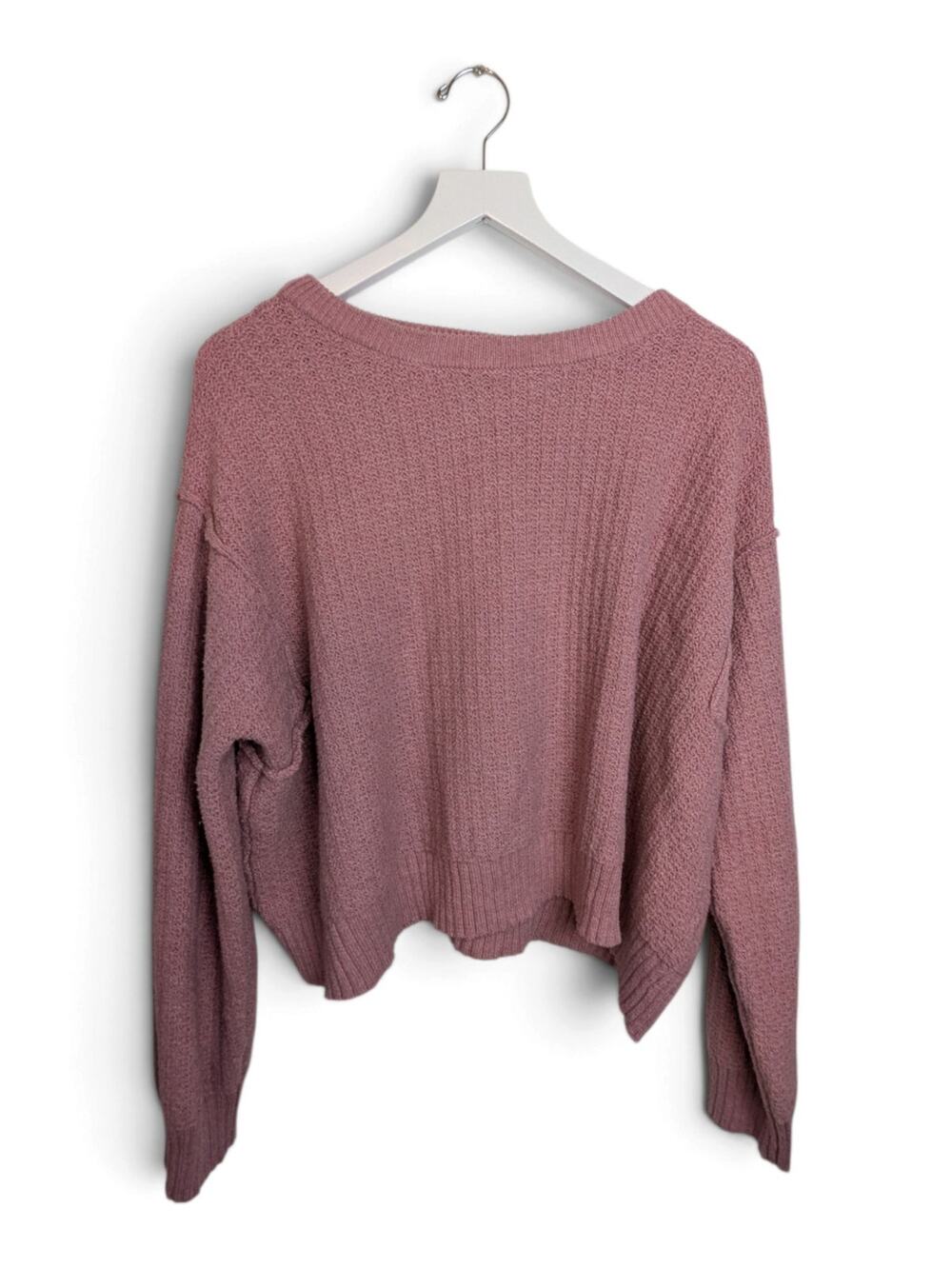 HAUTE HIPPIE STYLE Loose Boxy Fit Textured Sweater Pink - Large